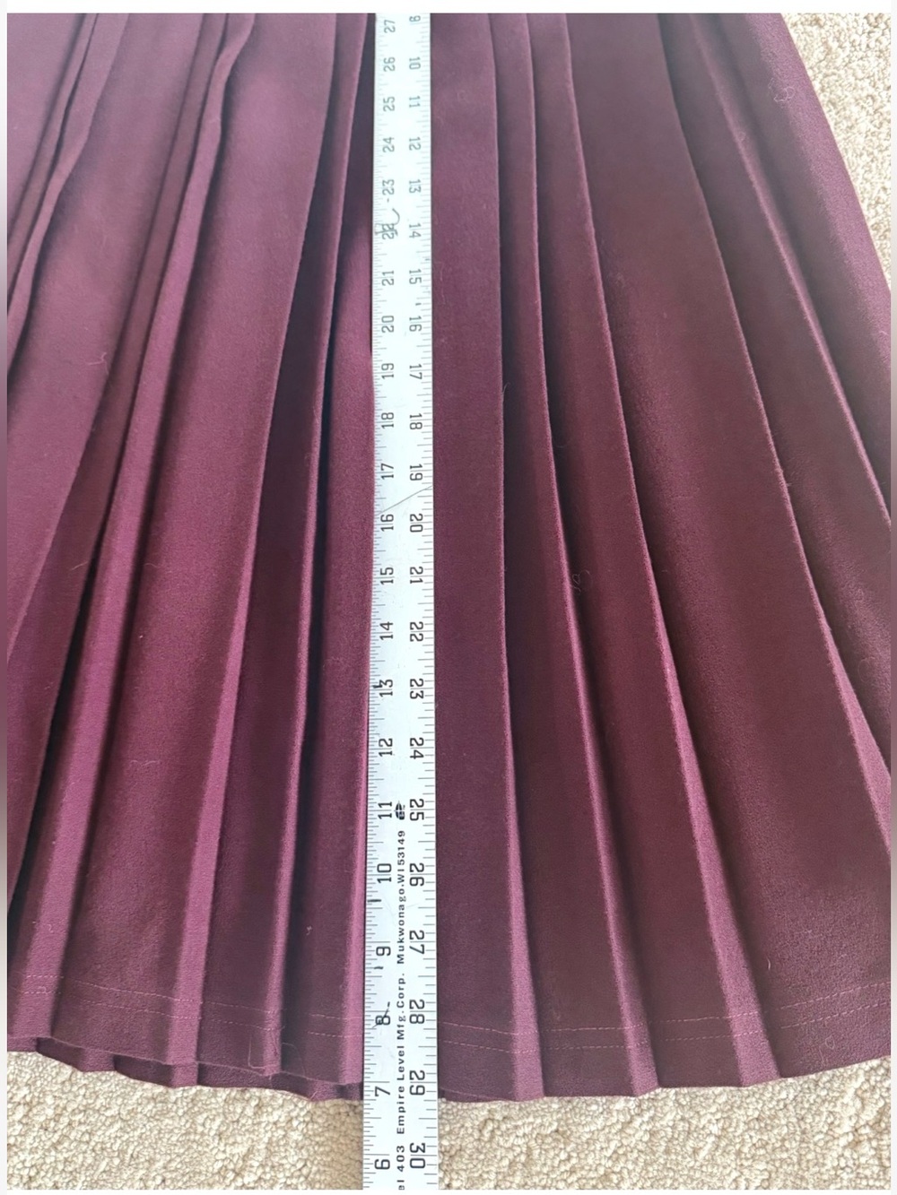 Jaeger New Burgundy Pleated Midi Skirt US 8 Preppy Lauren Style - Picture 8 of 9